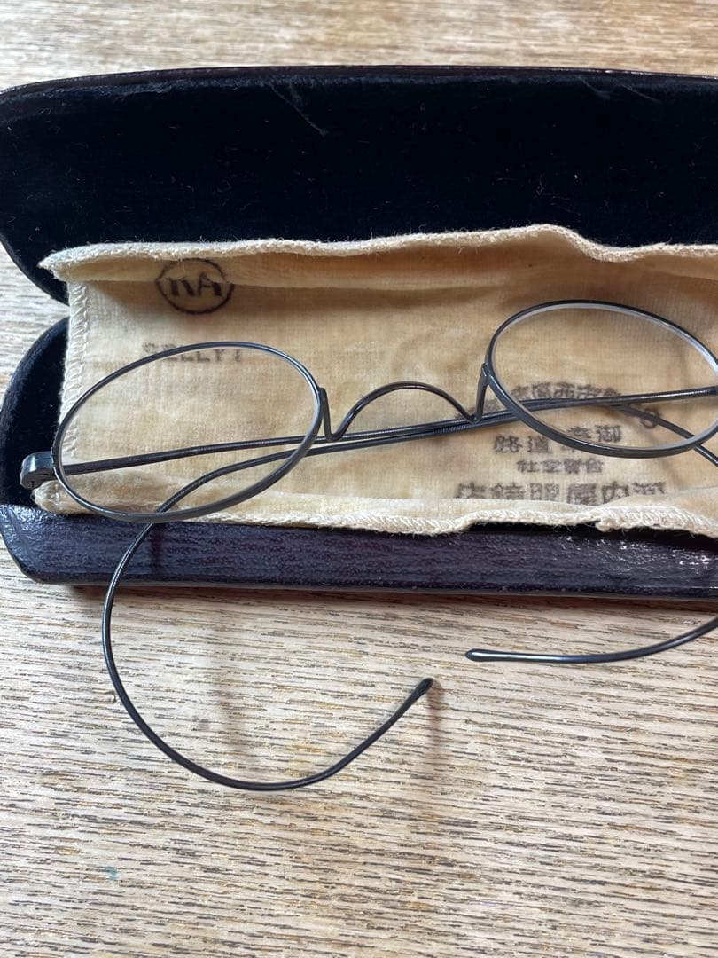 昭和初期 高級アンティーク丸眼鏡 河内屋 K10鼻あて ケース付