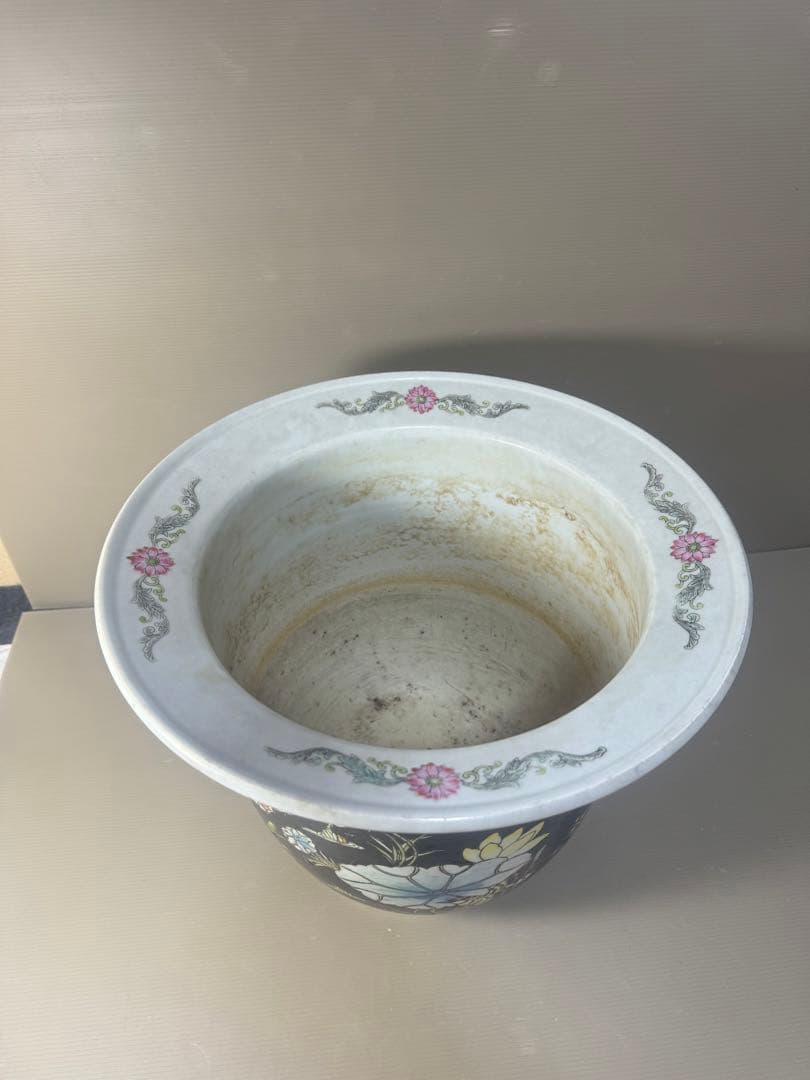 2609 中国骨董　花鳥文　鉢　植木鉢　時代物