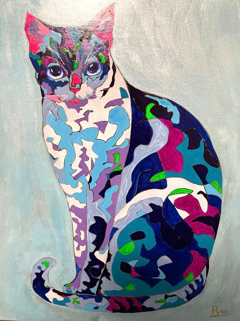 猫　絵画　イラスト　ドローイング