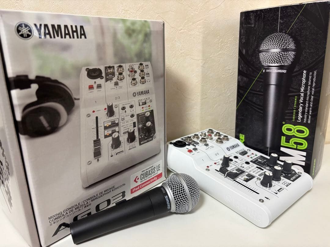 AG03 & SM58 &マイクアーム(マイクケーブル&ポップガード付属)