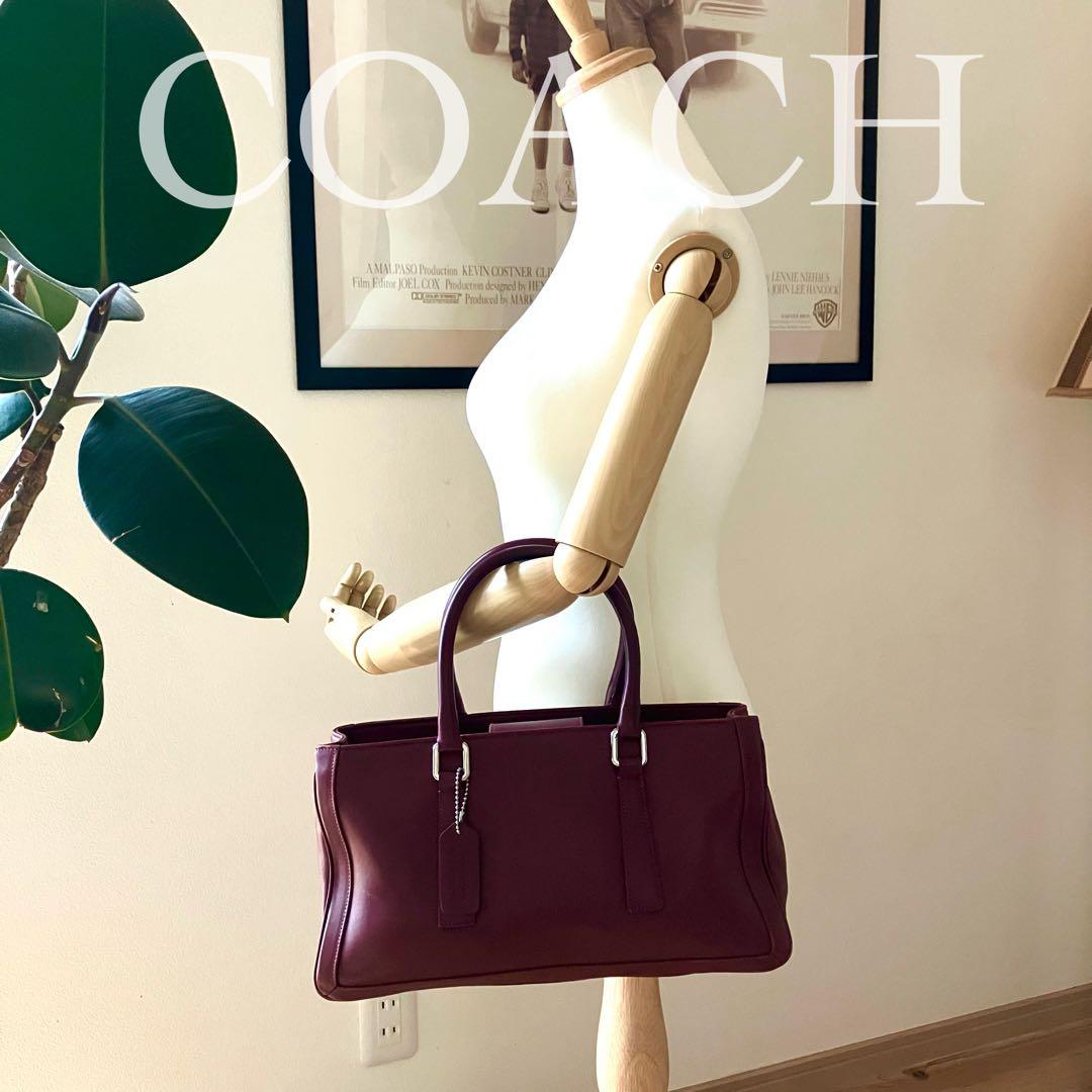 【美品・上質】オールドコーチ レザー ハンドバッグ バーガンディ（赤茶）