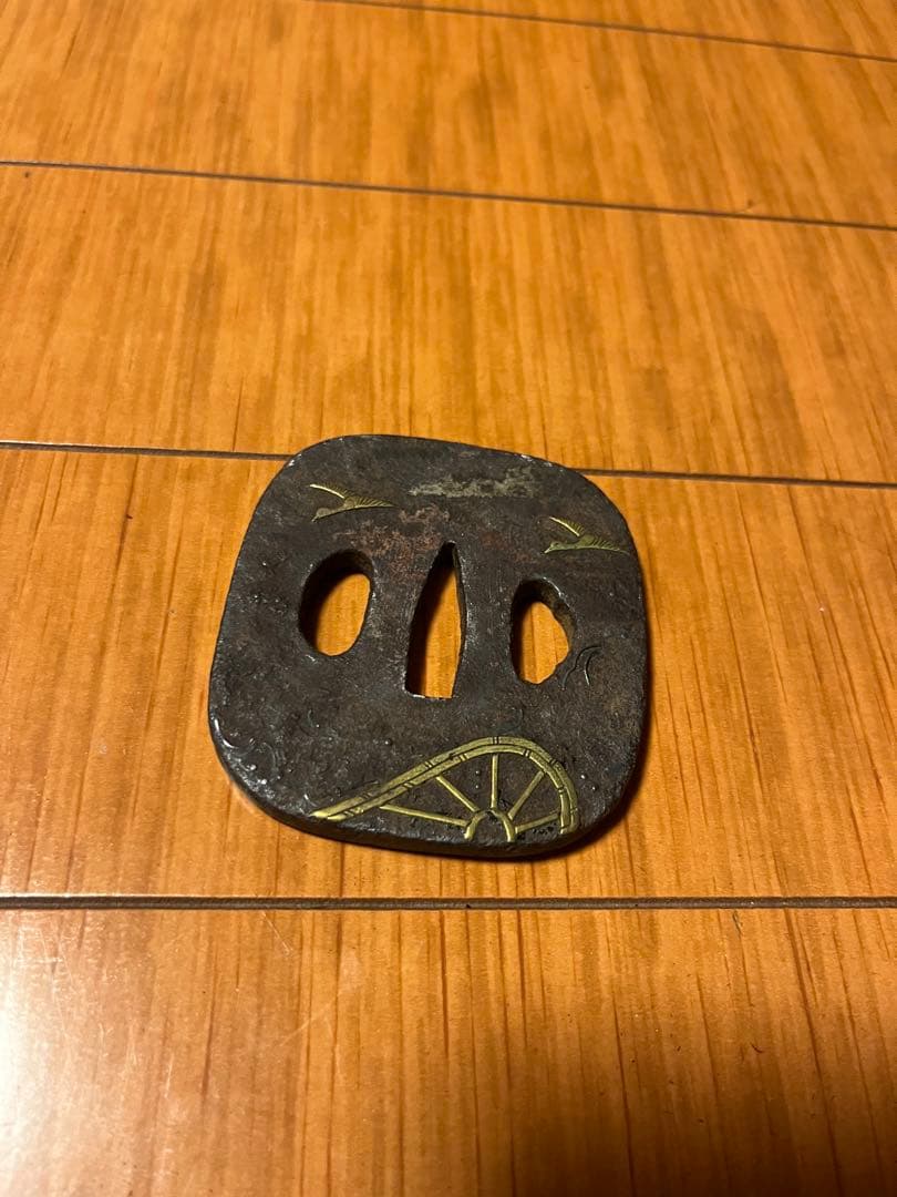 金属製 鍔 二羽の鳥 車輪デザイン