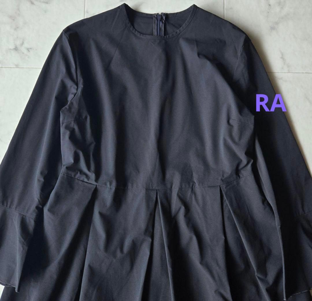 Ballsey ストレッチタフタ ボックスタックワンピース　ネイビー　36