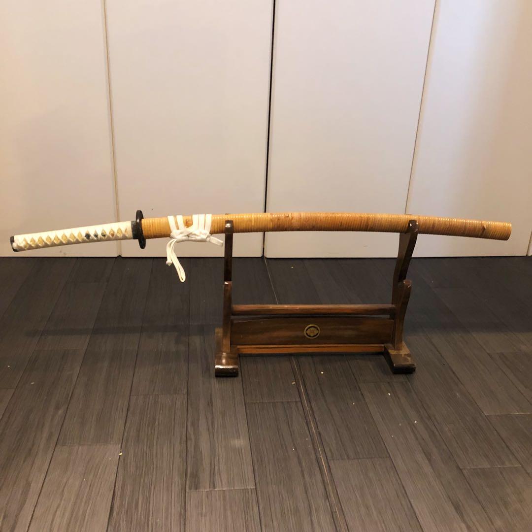 高級模造刀　籐巻拵え　居合刀　藤巻鞘　白拵え　合金　籐巻柄　重みあり