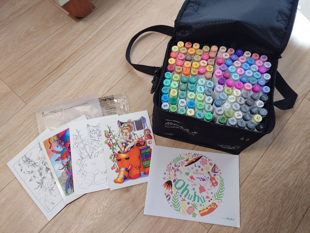 ohuhu アルコールインク　イラストマーカー　筆先　細字　120色