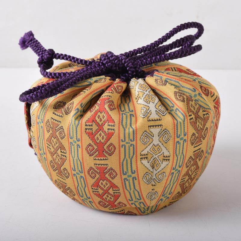 茶道具　栄春造　溜塗　老松蒔絵　茶器　龍村美術織物謹製仕覆付　共箱　V　7529