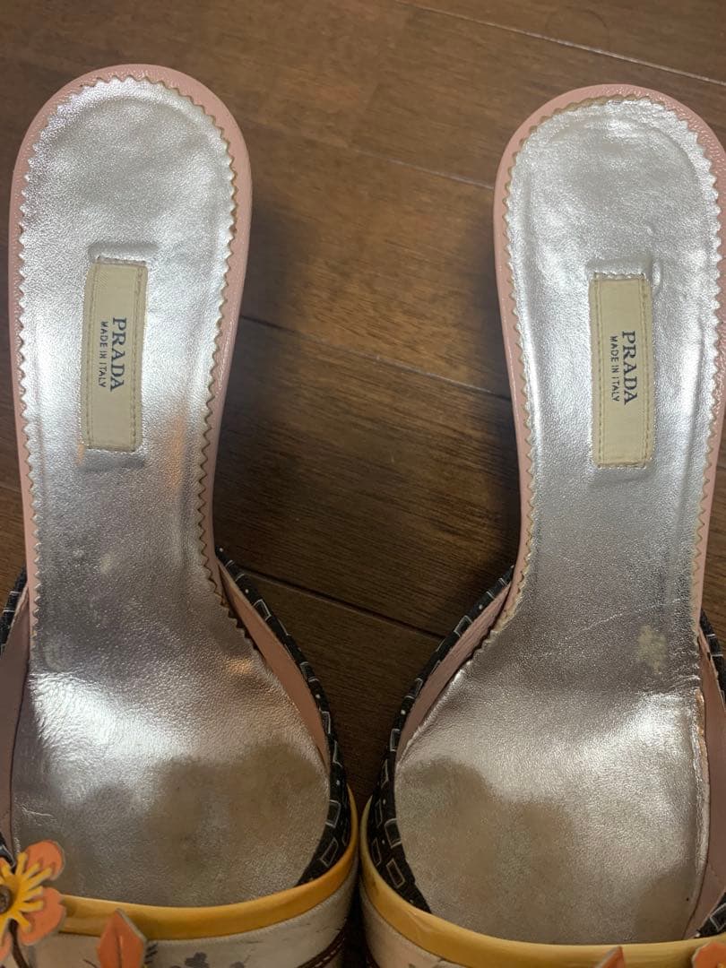 PRADA ヴィンテージ2003年春夏 ミュール　和柄、着物生地