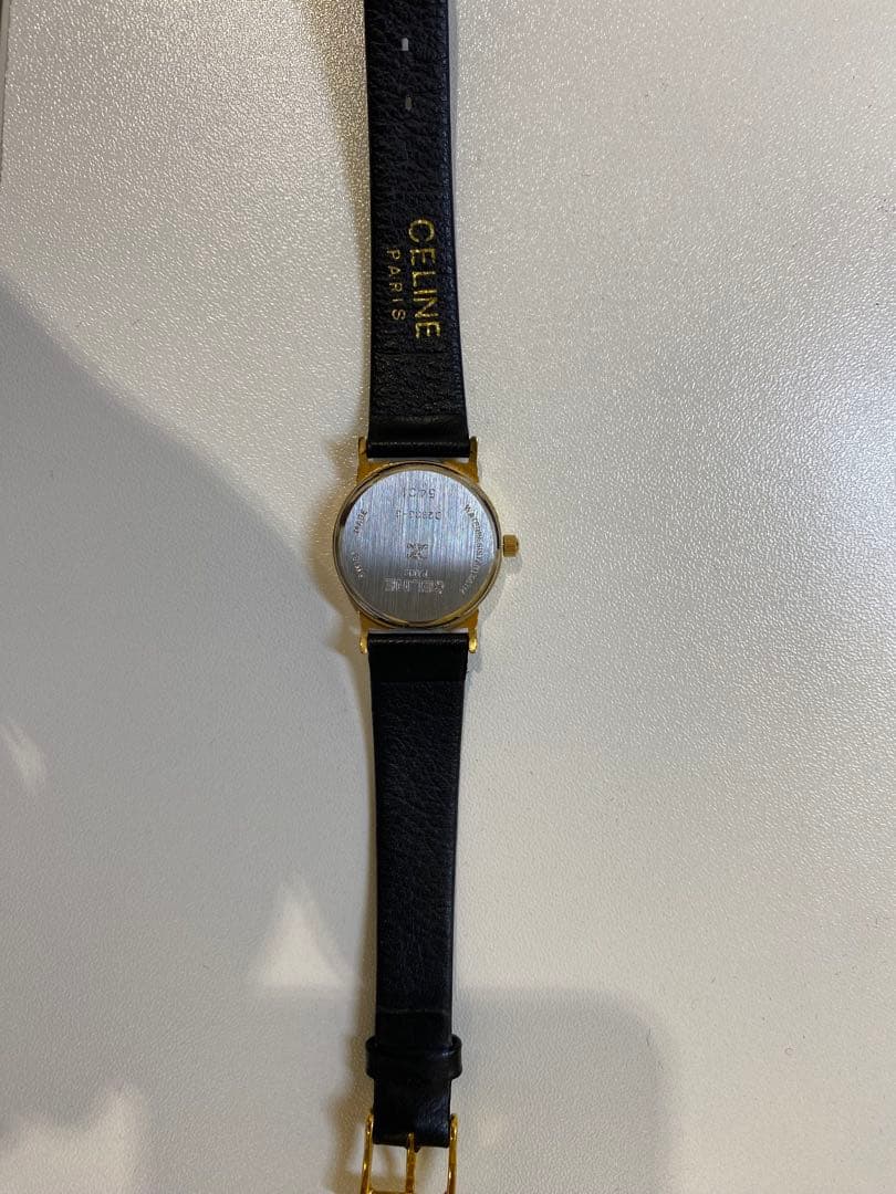 CELINE ネイビー レザー アナログ時計