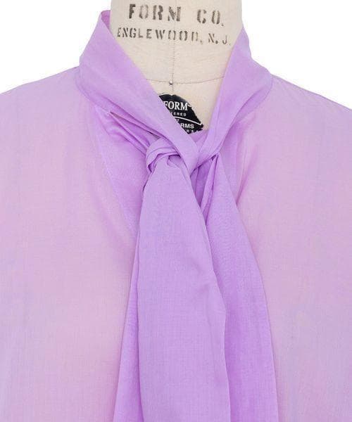 美品 ドゥロワー 7万円 オーガンジー素材リボンシャツ ブラウス Drawer