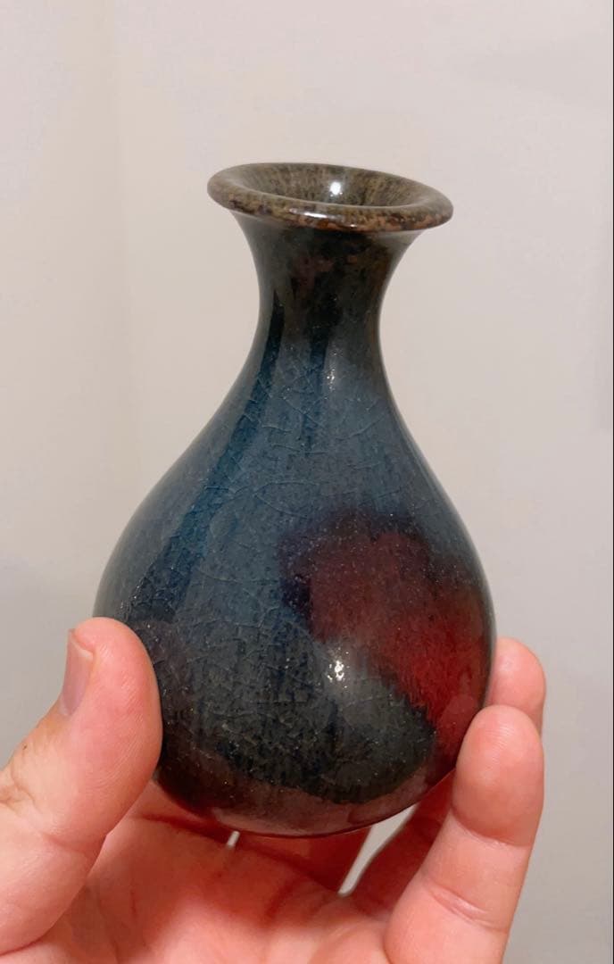 鈞窯玉壺春瓶　骨董品　古美術　陶芸　酒器