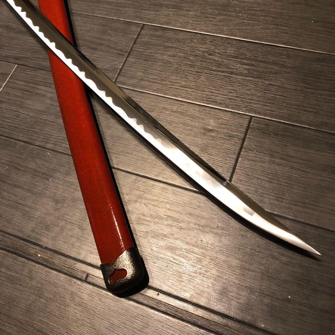 高級模造刀　居合刀　優乱刃紋　朱拵え　合金刀身