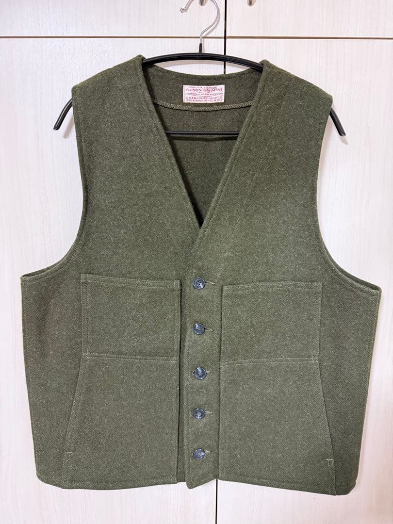 美品　FILSON フィルソン マッキーノ ウールベスト オリーブグリーン