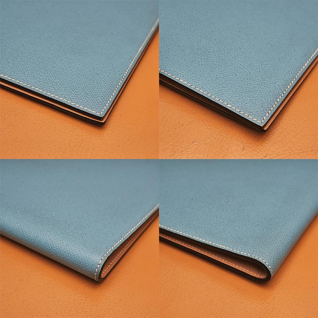 希少　美品　 エルメス A4　ノートカバー　バイカラー　アジェンダ ブルージーン