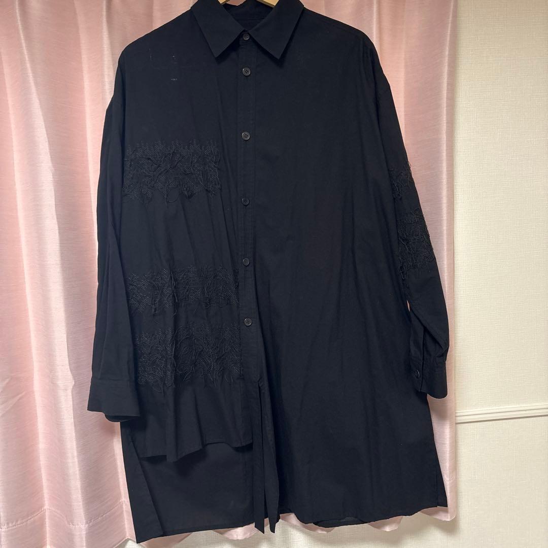 Y's ブラック 刺繍入り長袖シャツ　 サイズ2