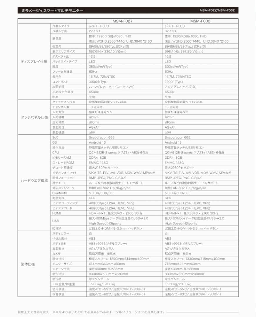 スマートマルチモニター 27インチ 移動式 タッチパネル