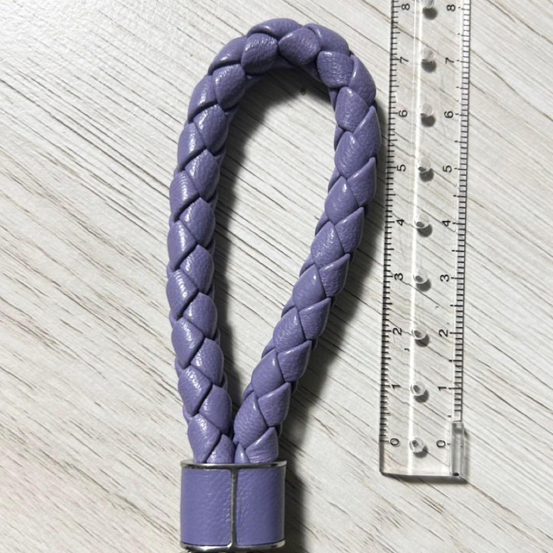 極美品 ボッテガヴェネタ イントレチャートリング キーホルダー レザー　パープル