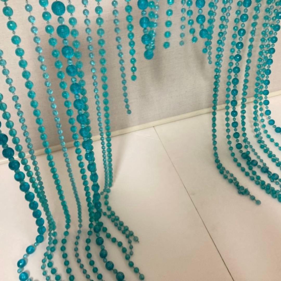 セルコン 珠のれん 玉暖簾 仕切り すだれ カーテン 壁掛け 青 ポップ レトロ