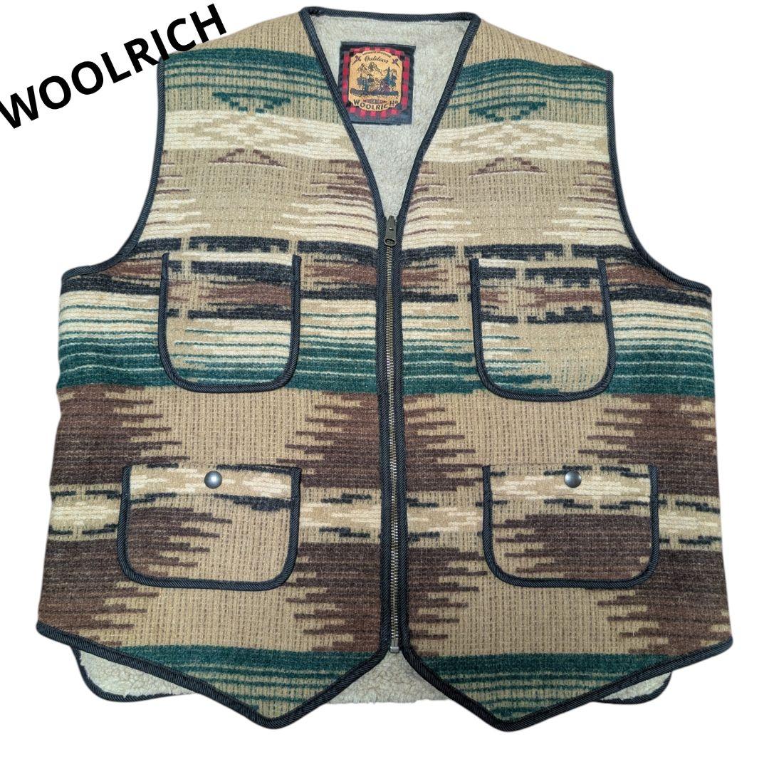 WOOLRICH ボア ベスト ネイティブ柄 マルチカラー ウールリッチ L