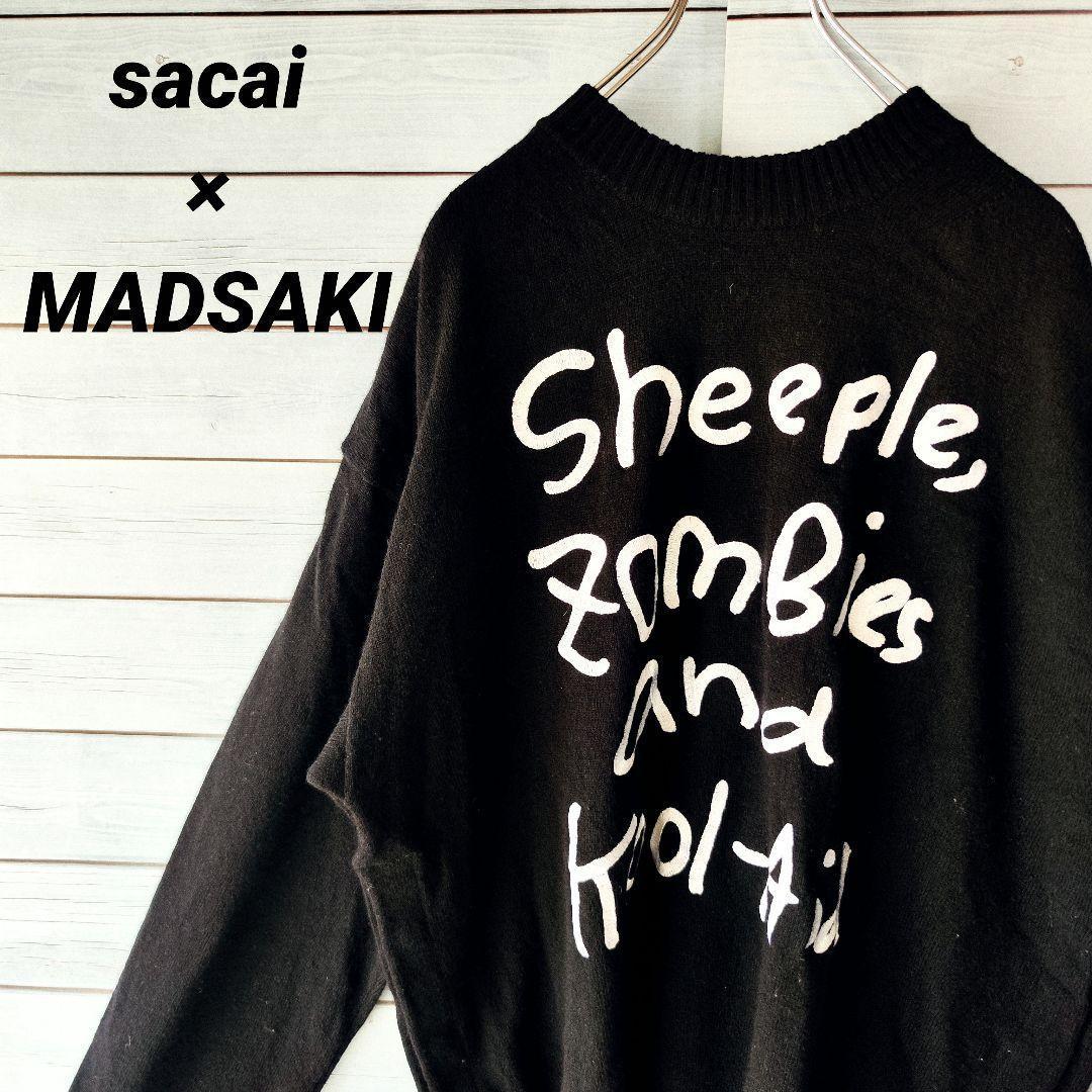 【希少】sacai × MADSAKI★センター刺繍ロゴニット コラボ サイズ3