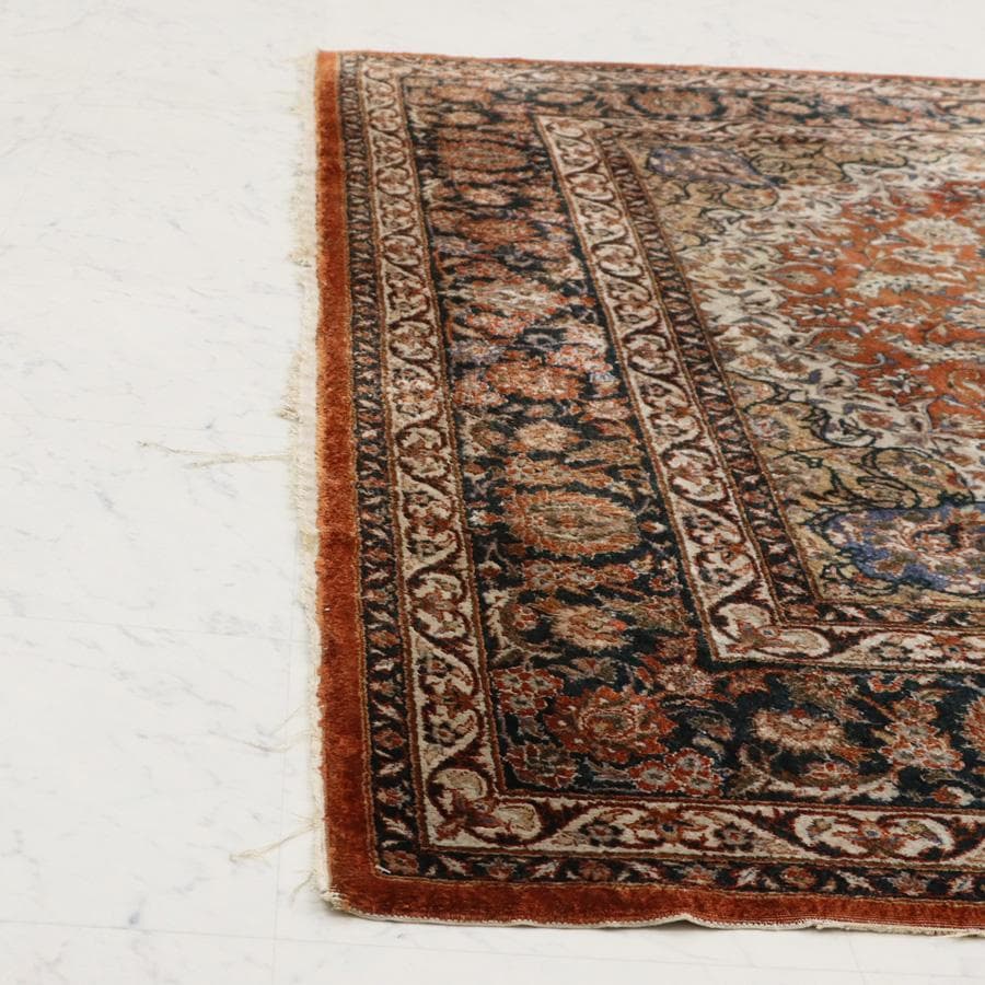 Y2361 中国シルク絨毯 シルク100% 手織り180段 大判276×182㎝