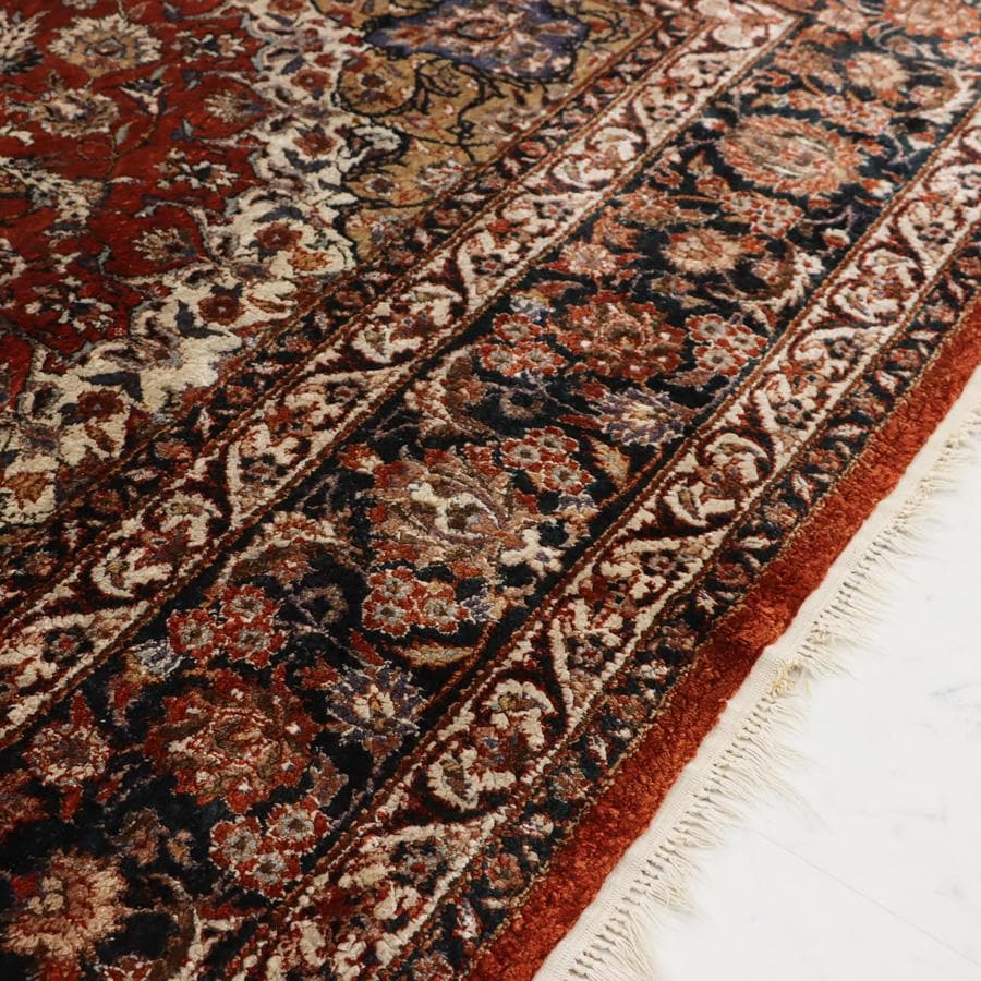 Y2361 中国シルク絨毯 シルク100% 手織り180段 大判276×182㎝