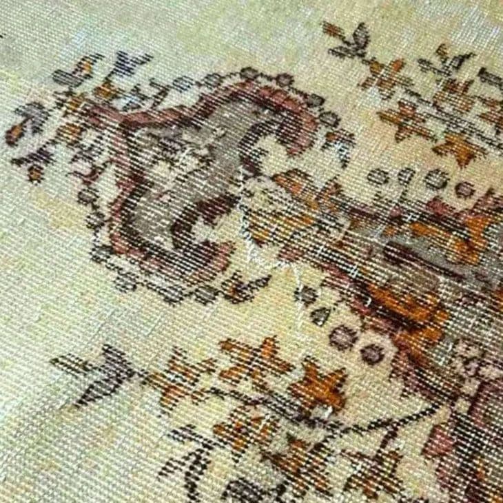 トルコヴィンテージラグ　122×209　メダリオン　ベージュブラウン×グレー