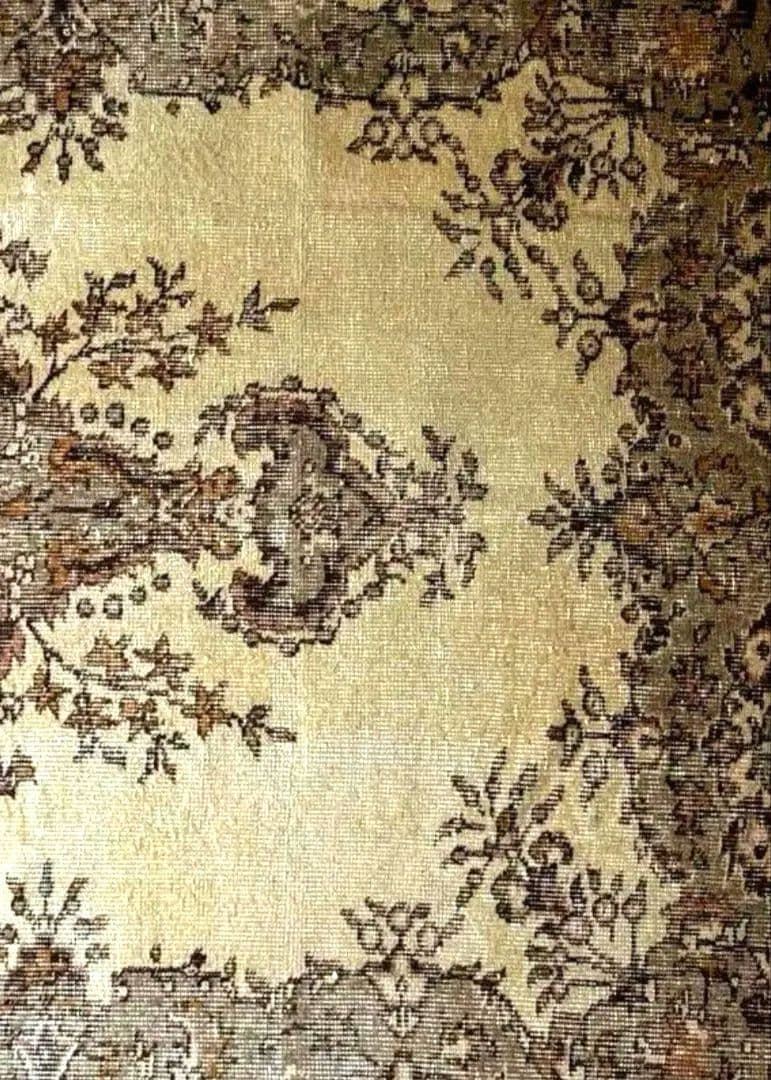 トルコヴィンテージラグ　122×209　メダリオン　ベージュブラウン×グレー