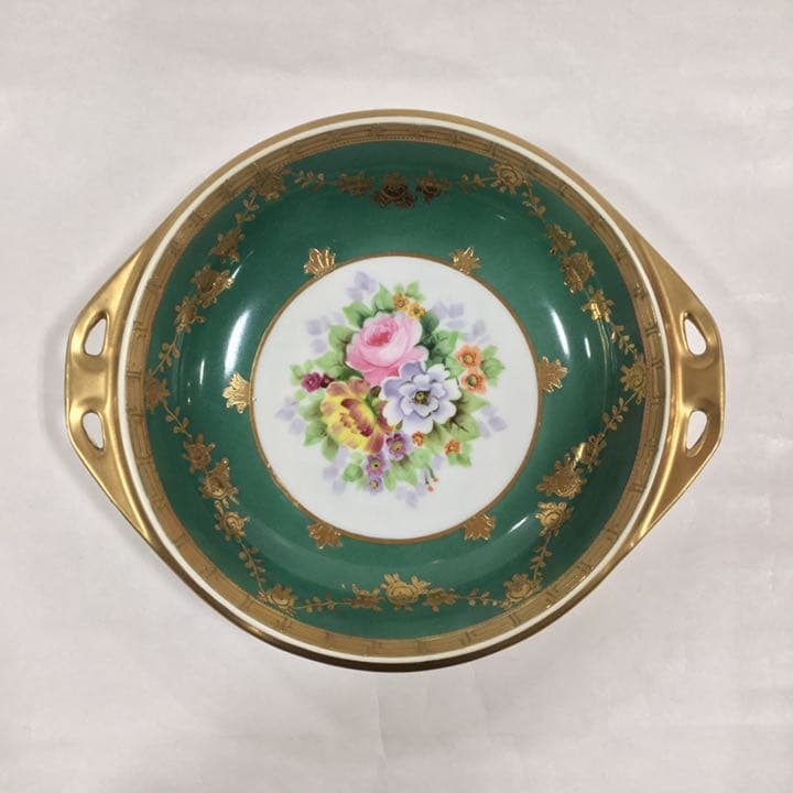 オールドノリタケ 手付きボウル　花柄　金彩　R0028て