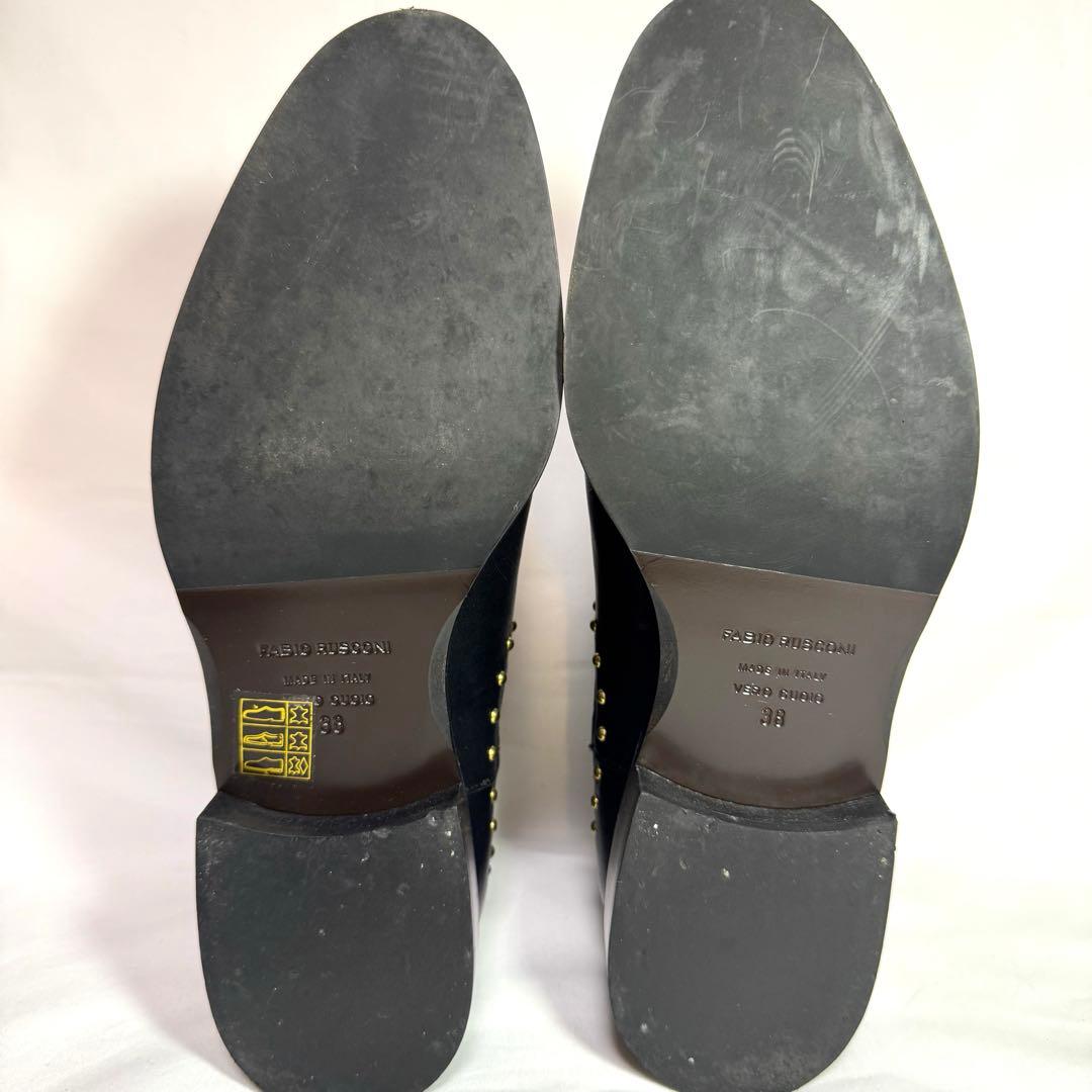 【極美品】ファビオルスコーニ　黒 レザー サイドゴア スタッズ付き 24.5