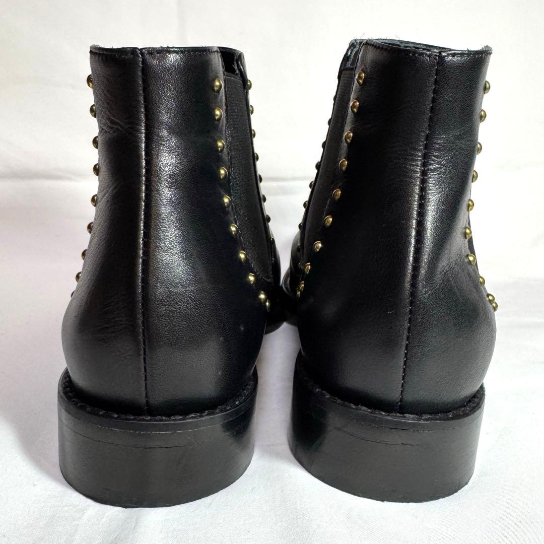 【極美品】ファビオルスコーニ　黒 レザー サイドゴア スタッズ付き 24.5