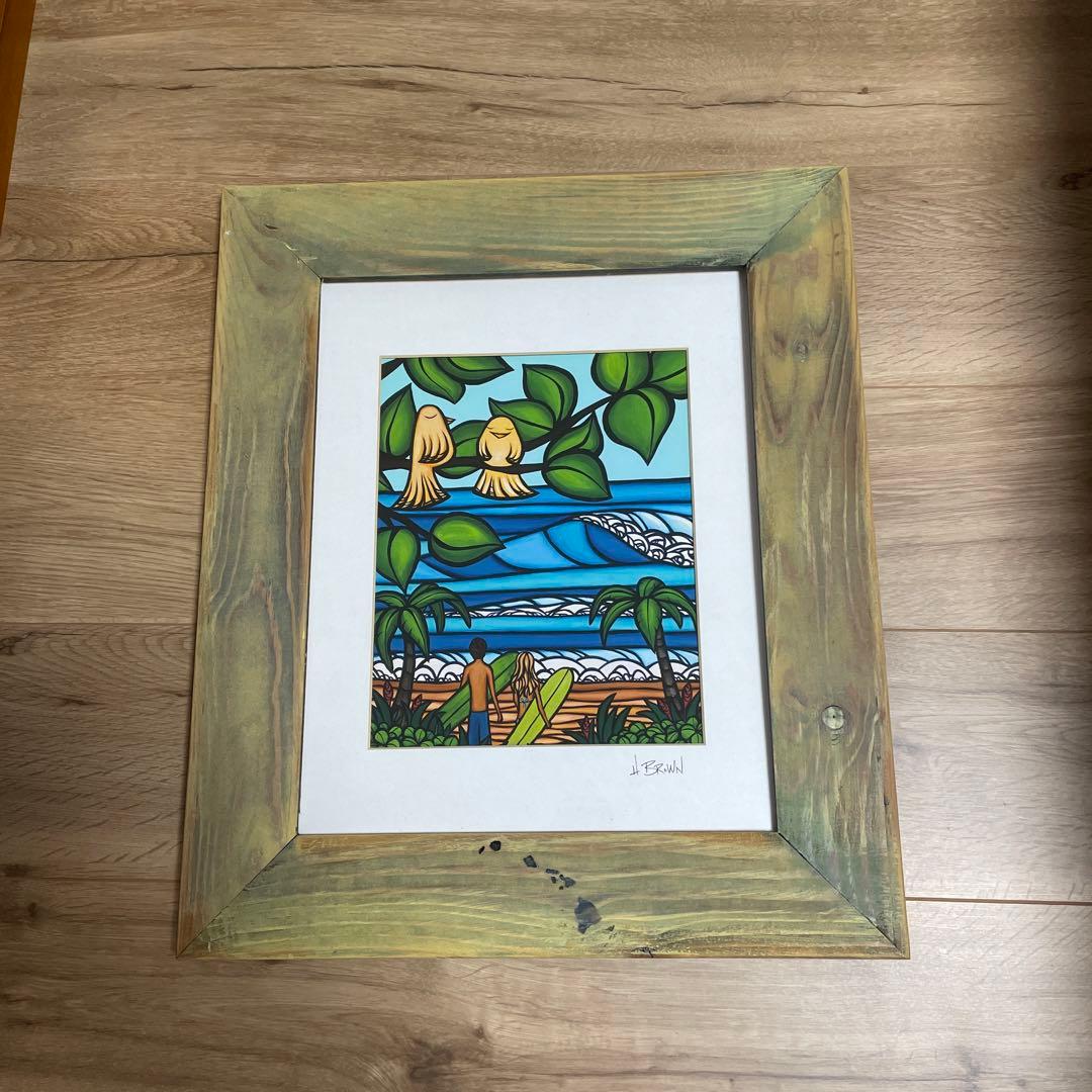 ヘザーブラウン　サーフアートフレームセット絵　純正額付き　ロンハーマン　wtw