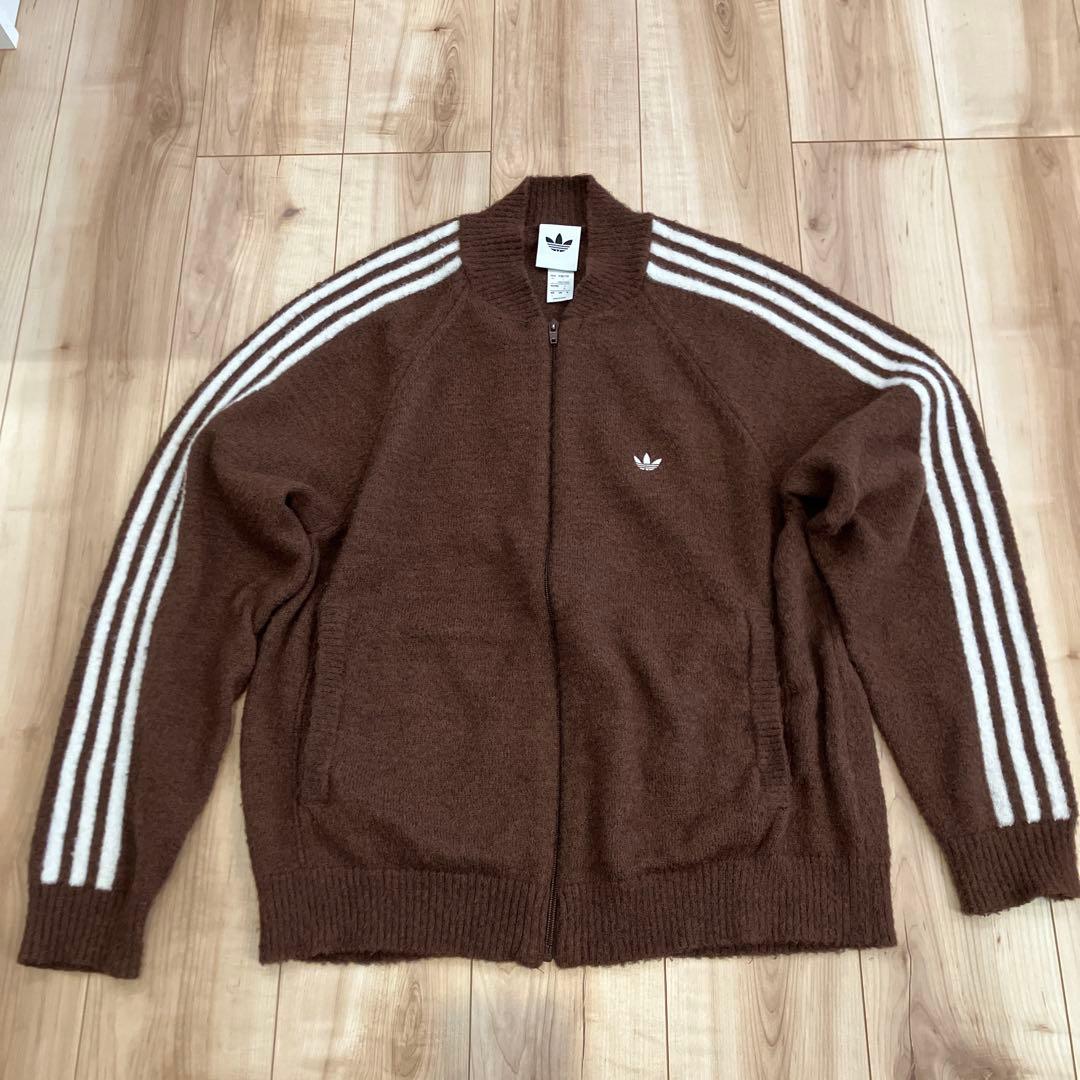 adidas SSTトラックトップ ニットブラウン ジップアップジャージ