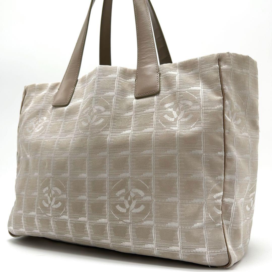 美品 シャネル ニュートラベルライン ハンドバッグ ココマーク ナイロン レザー