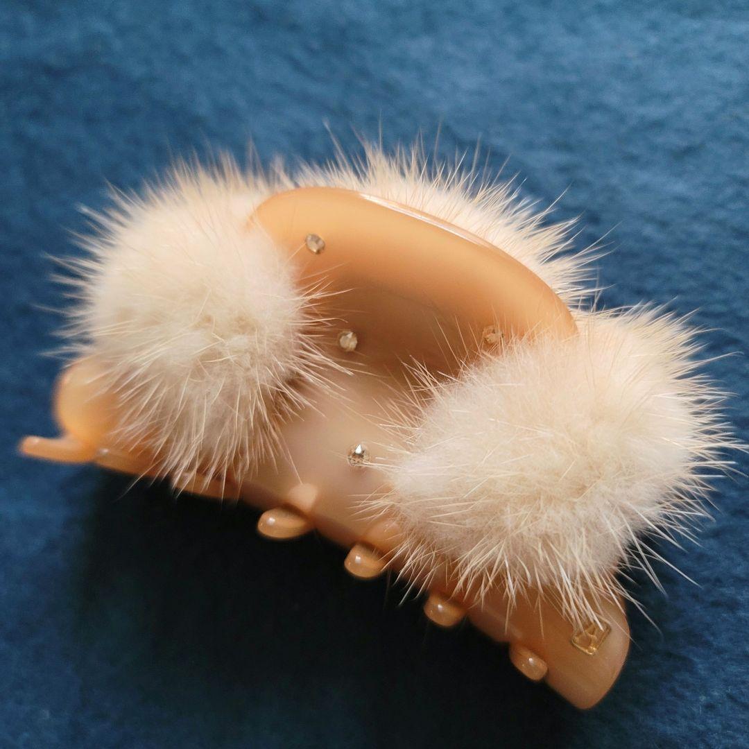 アレクサンドルドゥパリ ミンクファー スワロ付き ヘアクリップ