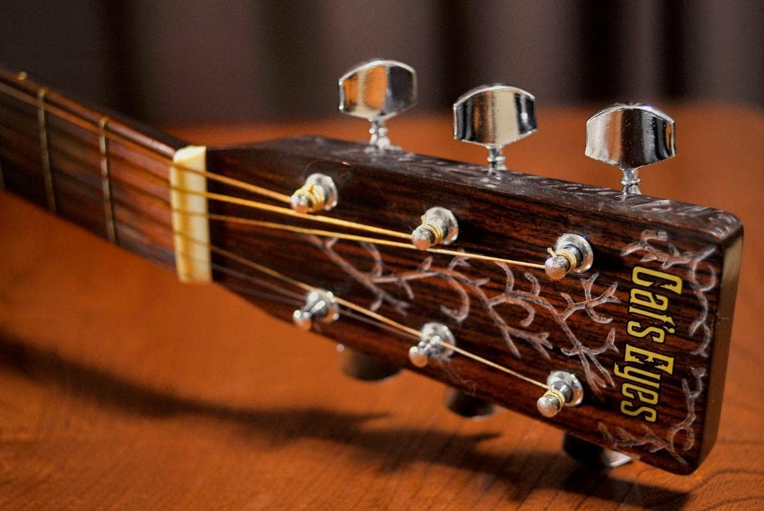 ★彫刻ギター　Cat's Eyes CEシリーズ　舞台にストリート演奏とオブジェ