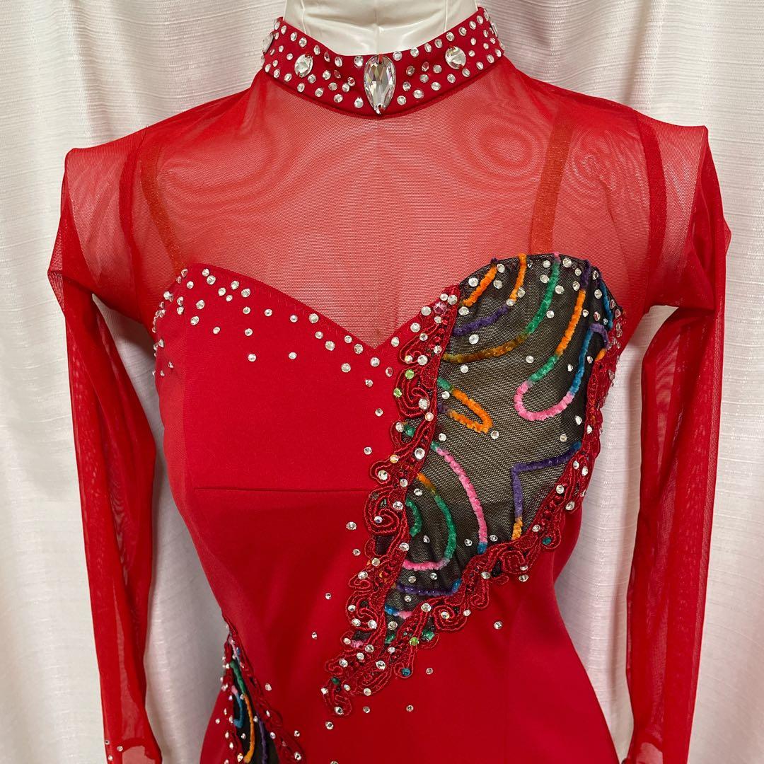 セキネ 7号 ラテンドレス 社交ダンスドレス 赤 デモ 競技ドレス