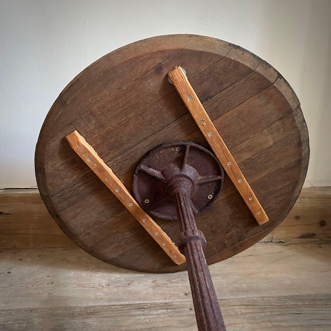 フランスアンティーク アイアン ビストロテーブル カフェテーブル ラウンド