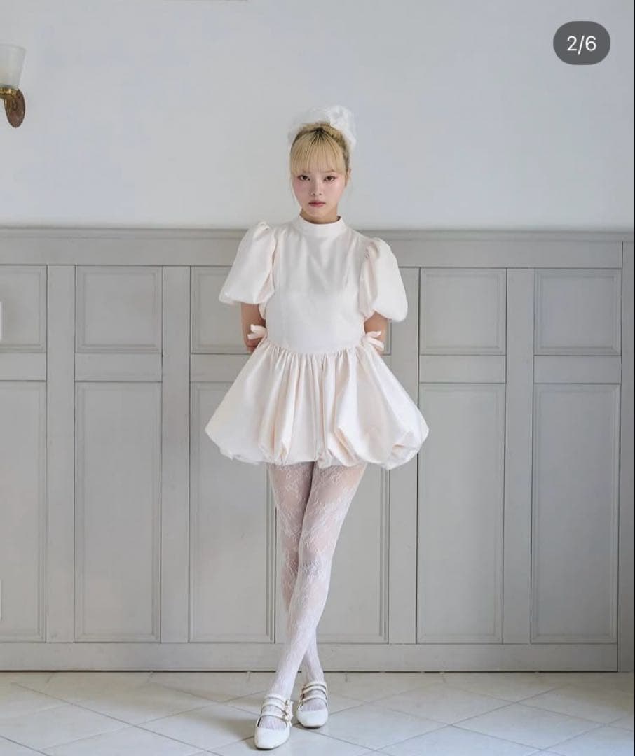 トリートユアセルフtreat ürself サテンバルーンペプラムミニワンピース