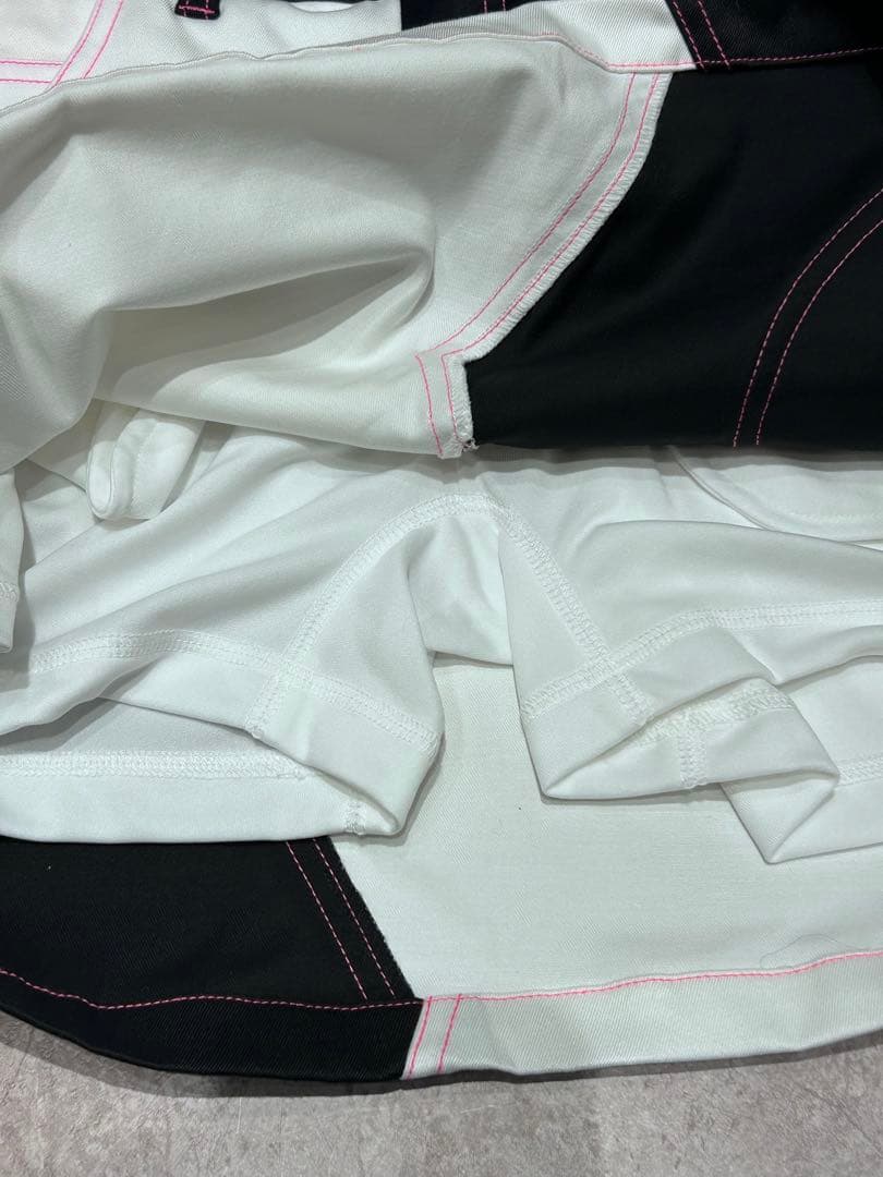 新品 MARK&LONA インナー付きスカート バイカラー ホワイトブラック