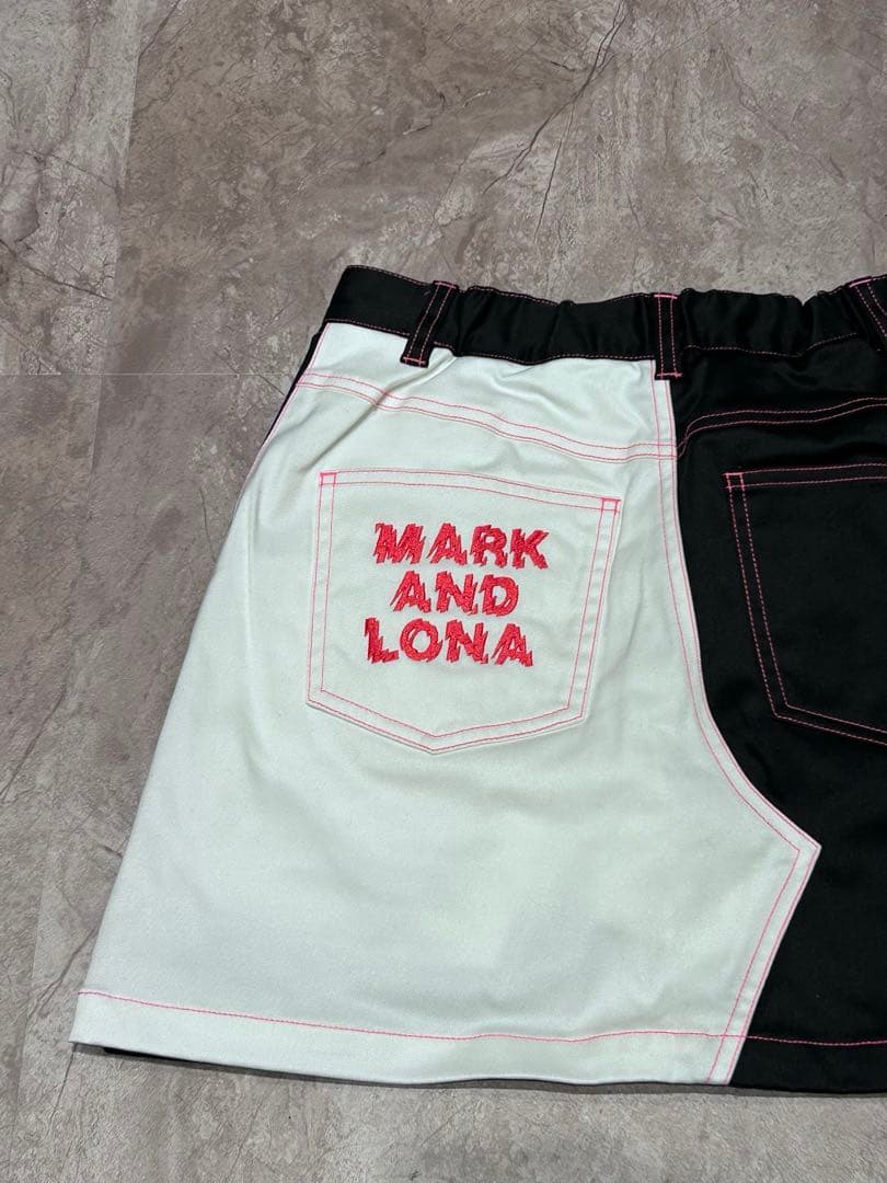 新品 MARK&LONA インナー付きスカート バイカラー ホワイトブラック