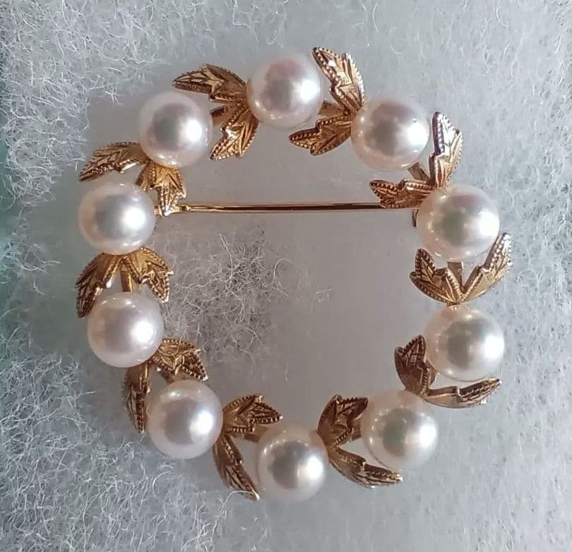 い*な様 ミキモト　K18　月桂樹　パール　ブローチ　真珠　金　卒園式　入学式