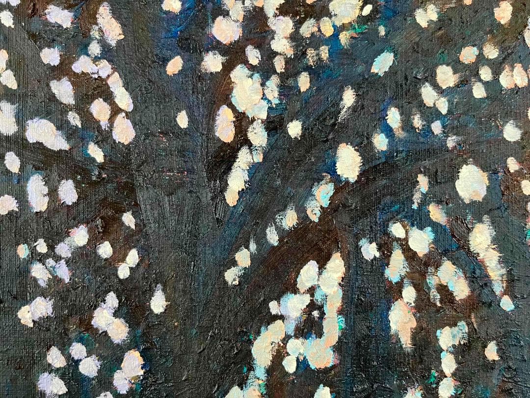 油彩画　原画「キラメク木漏れ日」アート　絵画 32×41㎝ F6　キャンバス