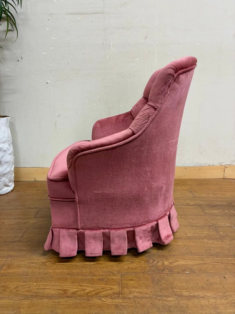 みるく☆管404☆イタリア製☆アンティーク☆ピンクファブリックソファー