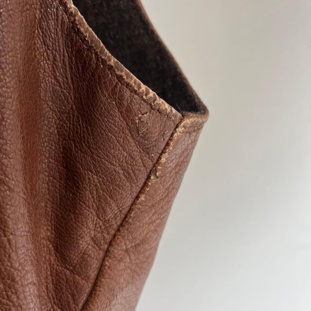 60s 70s ユーロ レザーベスト ヴィンテージレザー ヨーロッパ 古着 茶