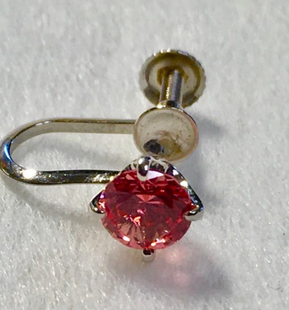 クレサンベール　パパラチアサファイア 0.54ct　イヤリング　片耳