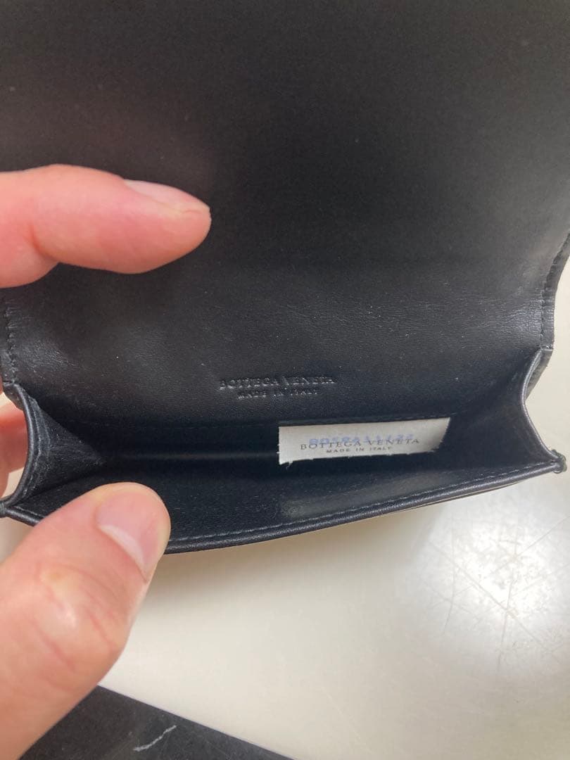 【美品】BOTTEGA VENETA ブラックレザー名刺入れ