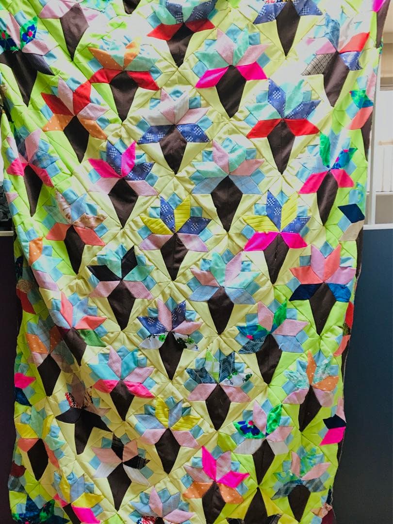 ★ヴィンテージ★ パッチワーク　ベッドカバー　サイケ　ヒッピー　レア！