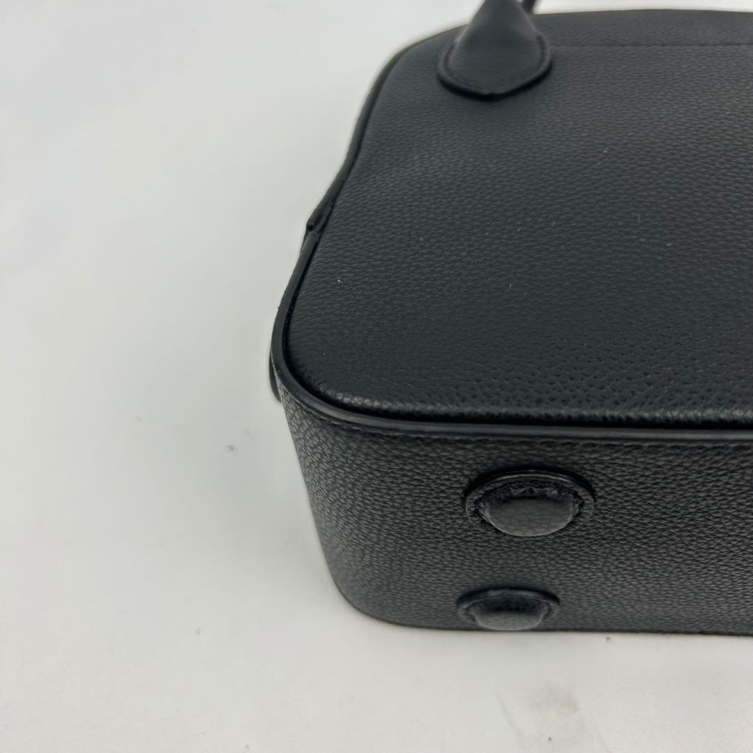 【未使用級】メゾンカナウ　ラウンドボストン　ハンドバッグ　シボ革　レザー　黒