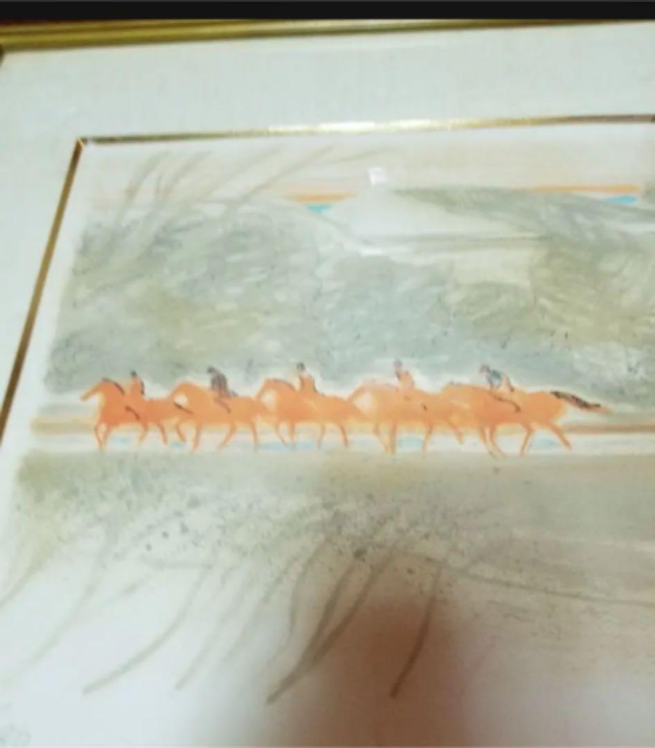 アンドレブラジリエのリトグラフ サイン入レア物 珊瑚色の隊列です