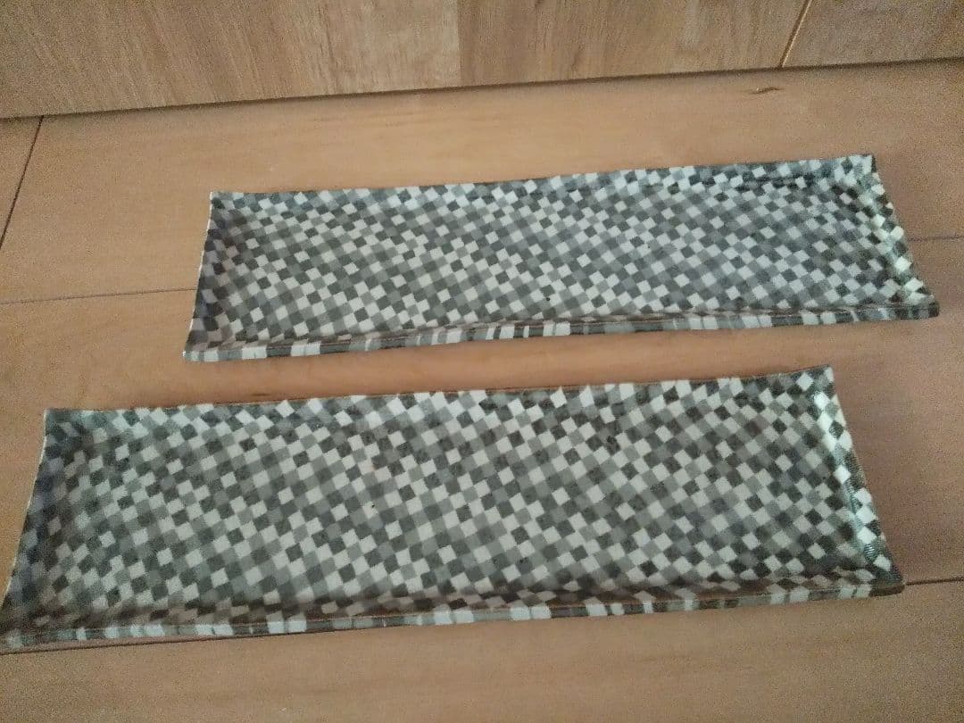 益子焼 千田義昭作 長皿2点 練り込み陶芸 陶芸品 民藝 作家物